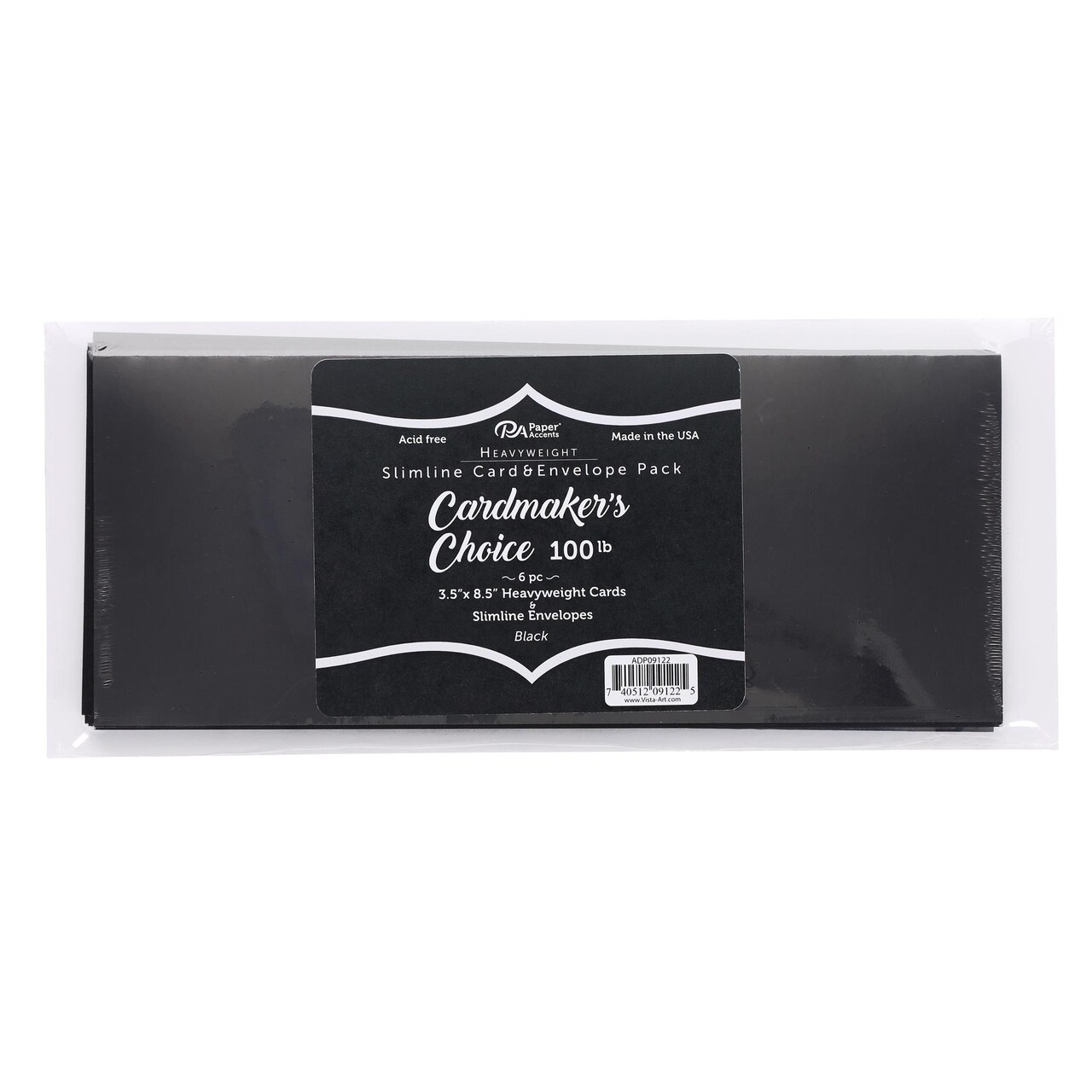 Accent Design Paper Accents Cardmakers Choice Card & Envelopes, Black, 100Lb., 3.5"X8.5", 6Pc, Blank Cards And Envelopes, Blank Cards, Note Cards With Envelopes